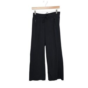 Athleta Pants Womens 0 Tall Black Avenue Wide Leg‎ Crop Drawstring Zip Pockets